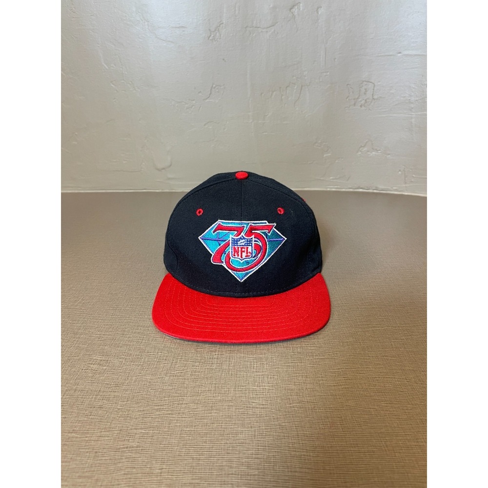 VINTAGE NFL 75th Anniversary Hat Cap New Era Black Strap Back Football USA Made